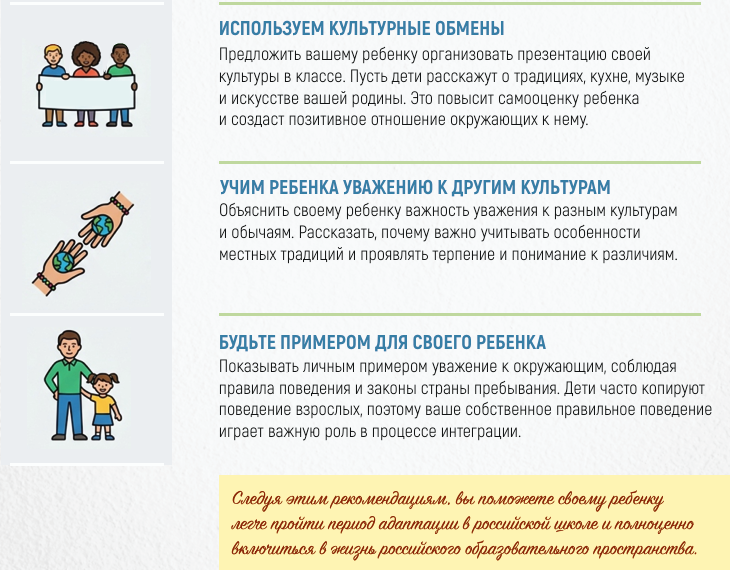 Советы родителям по адаптации детей-мигрантов.